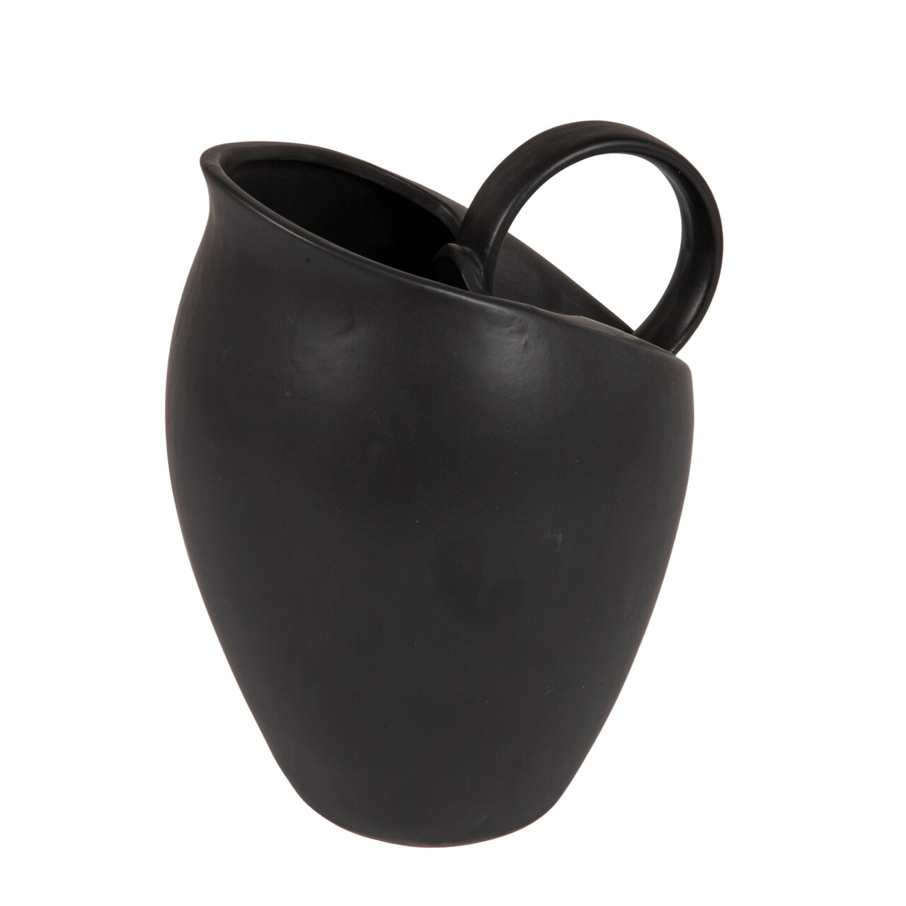 Hello Honey 82-Ounce Textured Stoneware Pitcher with Reactive Glaze, Matte Black